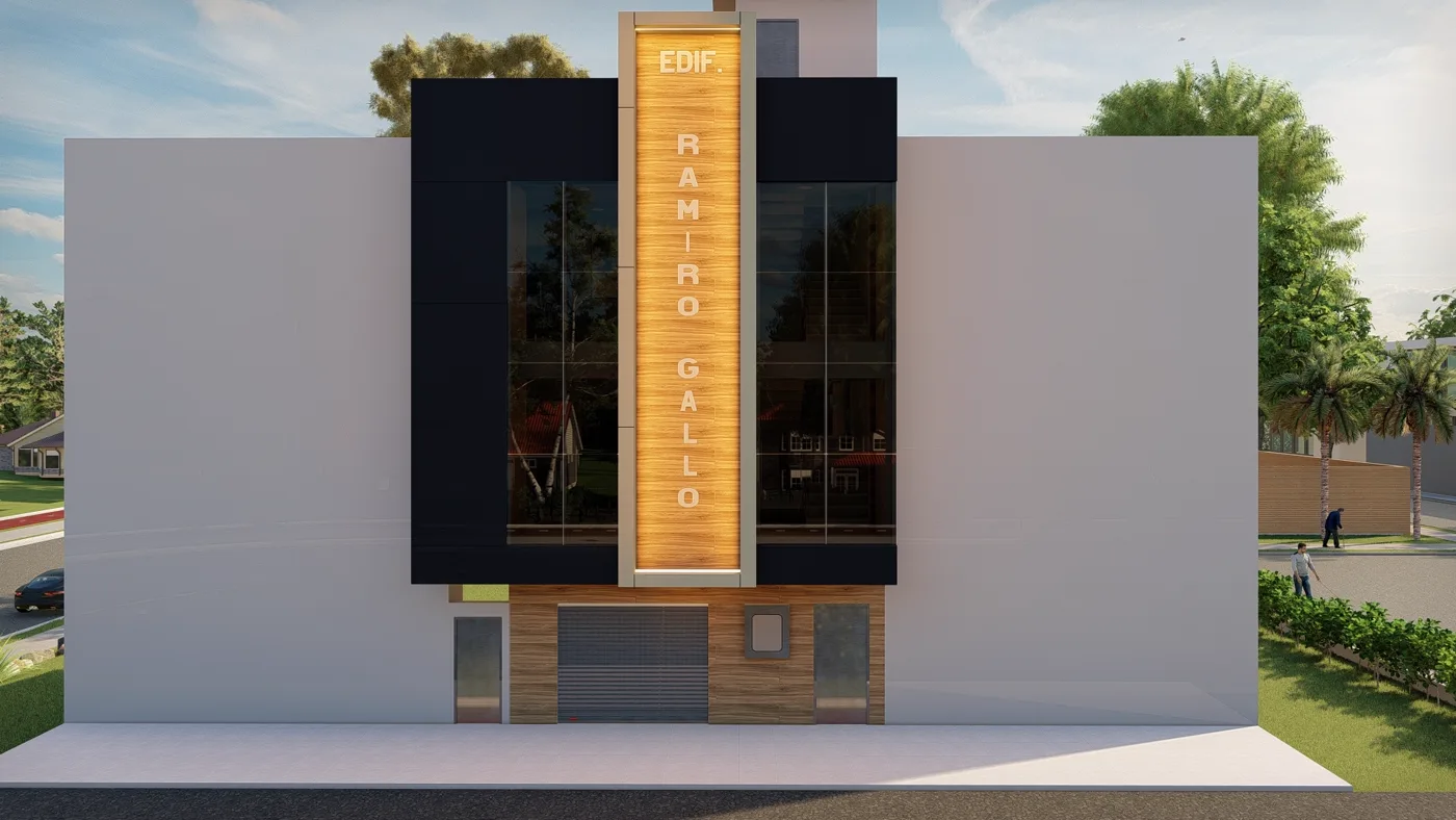 Render de la fachada del edificio